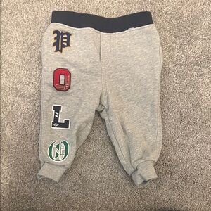 Ralph Lauren Gray Kids Joggers with Colorful Logo Patches
